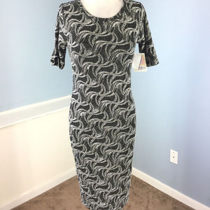 New LULAROE Julia Elegant silver XS S Black dress